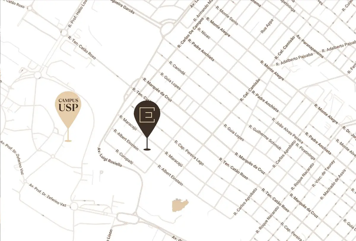 Mapa com a localização do Einstein 1090 na Rua Albert Einstein, ao lado do Campus da USP